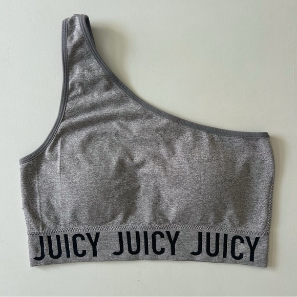 Juicy Couture Other - Juicy Couture Grey One Shoulder Sports Bra Logo Band Fall/Winter Athleisure M